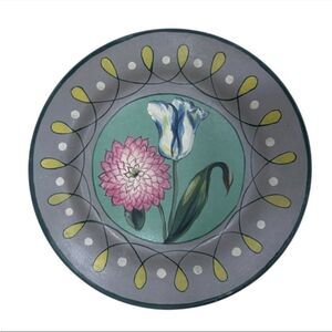 Decorative Ceramic Plate Home OS Multicolor Floral Round -Hanger Attached
